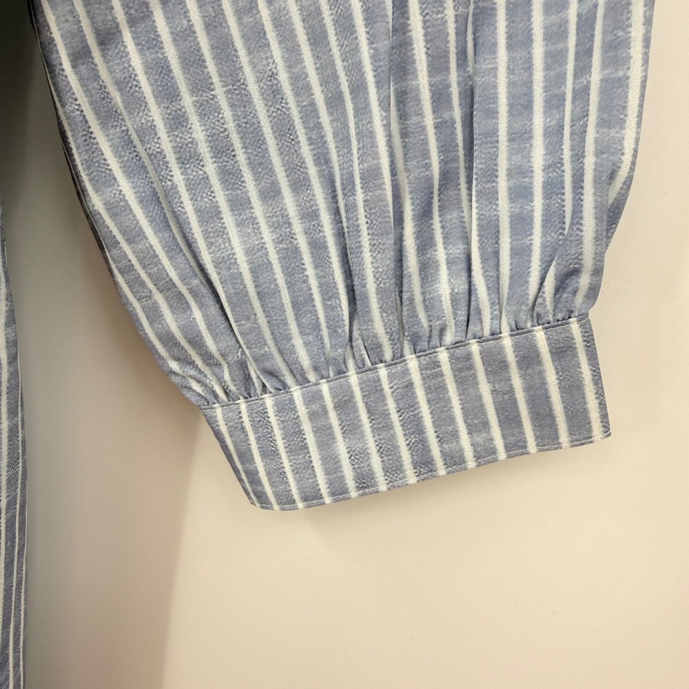 Blue White Striped Tiered Maxi Dress 3/4 Sleeve L Cottagecore Coastal Farmhouse - Picture 5 of 7